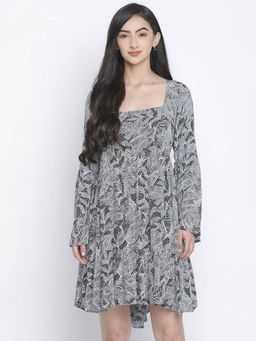 Oxolloxo - Twinx Black Tropical Print Women Dress