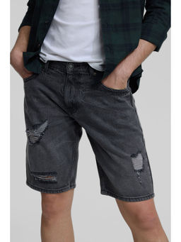 Snitch - Grey Regular Fit Denim Shorts
