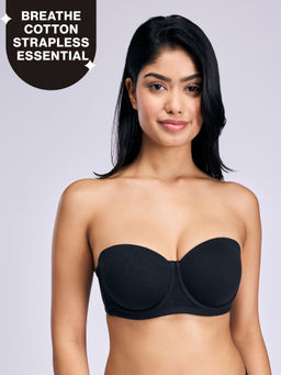 Nykd by Nykaa - Ultimate 24/7 Breathe Cotton Multiway Padded Non-Wired Strapless Bra NYB456 Black