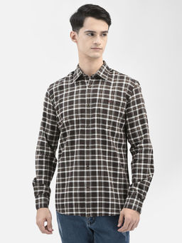 CRIMSOUNE CLUB - Men Brown Checked Shirt