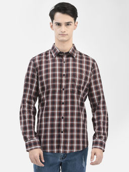 CRIMSOUNE CLUB - Men Brown Checked Shirt