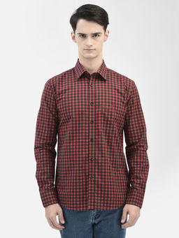 CRIMSOUNE CLUB - Men Red Gingham Checked Shirt