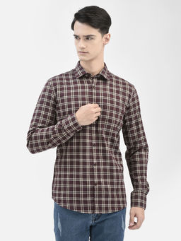 CRIMSOUNE CLUB - Wine Color Checked Shirt