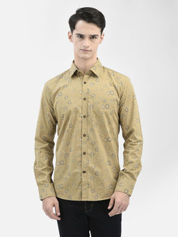 CRIMSOUNE CLUB - Men Khaki Floral Printed Shirt