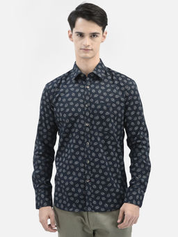 CRIMSOUNE CLUB - Men Navy Blue Printed Shirt