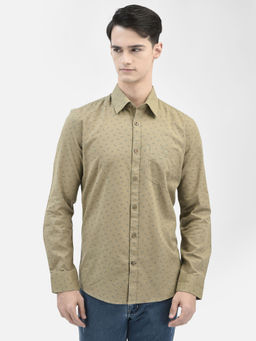 CRIMSOUNE CLUB - Men Olive Floral Printed Shirt