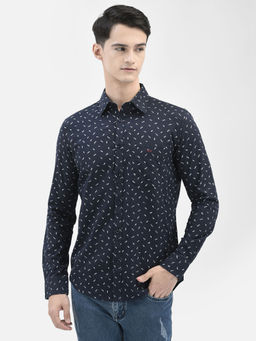 CRIMSOUNE CLUB - Men Navy Blue Printed Shirt