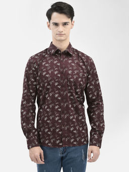 CRIMSOUNE CLUB - Men Brown Floral Printed Shirt