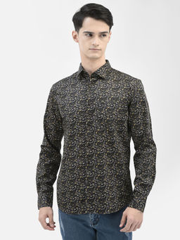 CRIMSOUNE CLUB - Men Black Printed Floral Shirt
