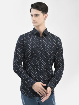 CRIMSOUNE CLUB - Men Navy Blue Printed Shirt