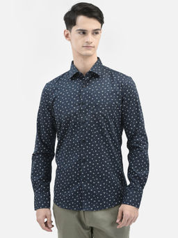 CRIMSOUNE CLUB - Men Navy Blue Printed Shirt