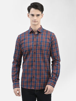 CRIMSOUNE CLUB - Men Blue Checked Shirt