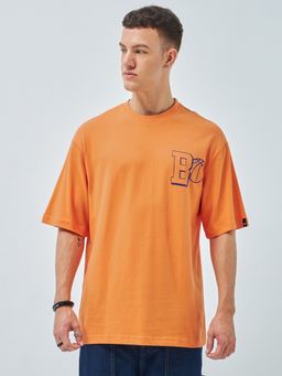 Bewakoof - Mens Orange Dunk Graphic Printed Super Loose Fit T-shirt