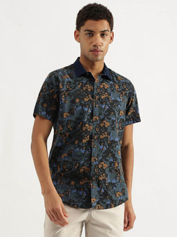 United Colors of Benetton - Regular Fit Spread Collar Abstract Shirt - Multi