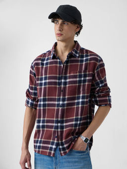 The Souled Store - Originals Plaid Shirt: Copper Men Relaxed Shirt - Multi-Color