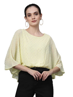 Global Republic - Blouse for Women Yellow Round Neck Printed Top for Women