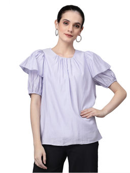Global Republic - Blouse for Women Lilac Round Neck Solid Top for Women