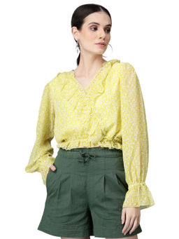 Global Republic - Blouse for Women Lemon V Neck Printed Top for Women