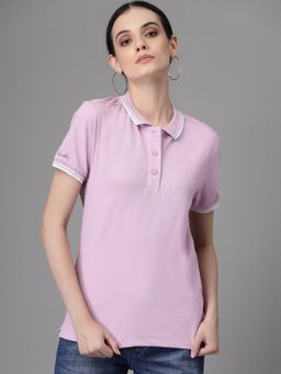 Global Republic - T-shirts for Women Mauve Collar Neck T-shirts for Women Suitable