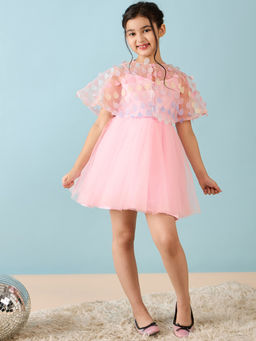 Stylo Bug - Girls Pink Embellished Party Dress