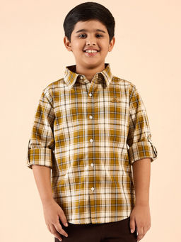 Stylo Bug - Boys Yellow Checks Full Sleeves Shirt