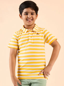 Stylo Bug - Boys Stripes Yellow Polo T-Shirt