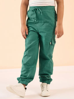 Stylo Bug - Boys Green Solid Ankle Length Casual Wear Joggers