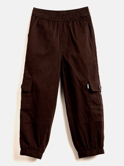 StyloBug - Boys Brown Solid Ankle Length Casual Wear Joggers