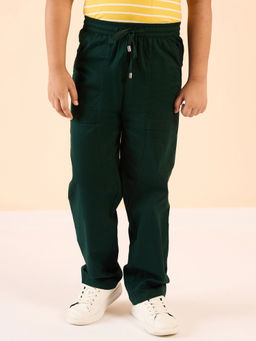 StyloBug - Boys Green Solid Ankle Length Casual Wear Pant