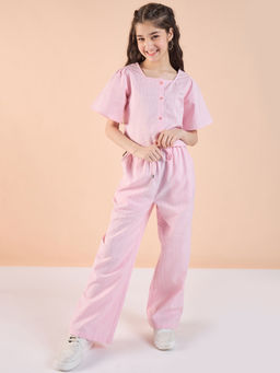Stylo Bug - Girls Pink Stripes Top with Pant (Set of 2)