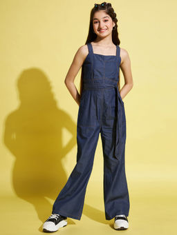 Stylo Bug - Girls Blue Solid Jumpsuit