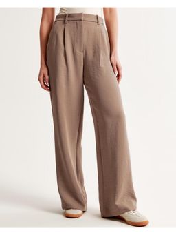 Fnocks - Women's Solid Wide-Leg Trouser - Brown