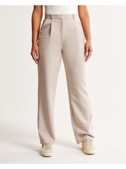 Fnocks - Women's Solid Wide-Leg Trouser - Cream