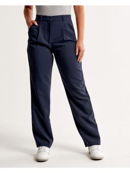 Fnocks - Women's Solid Wide-Leg Trouser - Navy Blue