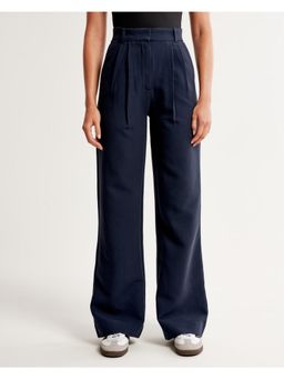 Fnocks - Women's Solid Wide-Leg Trouser - Navy Blue