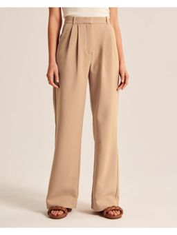 Fnocks - Women's Solid Wide-Leg Trouser - Beige