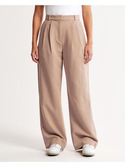 Fnocks - Women's Solid Wide-Leg Trouser - Beige