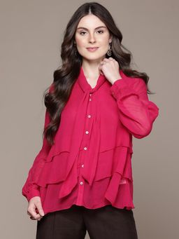 Label Ritu Kumar - Front Tie Full Sleeves Solid Top