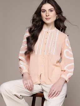 Label Ritu Kumar - Peach Mirabelle Embroidered Top