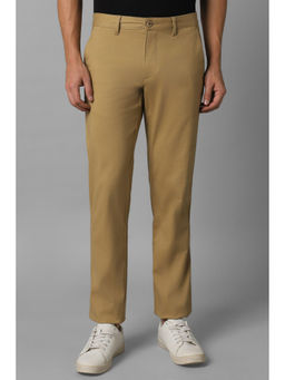 Louis Philippe - Men Brown Slim Fit Solid Flat Front Casual Trousers