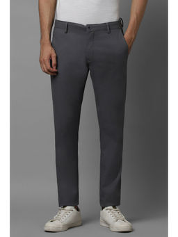 Louis Philippe - Men Grey Super Slim Fit Solid Flat Front Casual Trousers