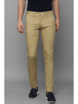 Louis Philippe - Men Khaki Super Slim Fit Solid Flat Front Casual Trousers