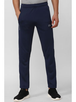 Peter England - Men Navy Solid Athletic Fit Casual Trousers