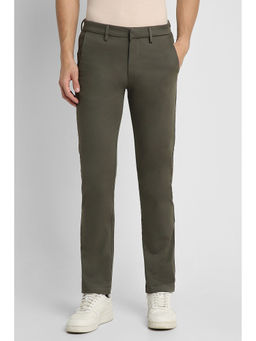 Peter England - Men Green Solid Super Slim Fit Casual Trousers
