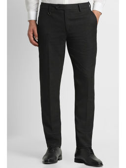Peter England - Men Black Check Ultra Slim Fit Formal Trousers