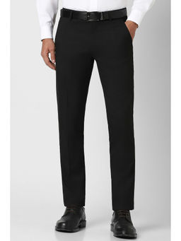Peter England - Men Black Solid Slim Fit Formal Trousers