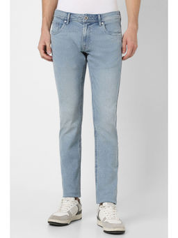 Peter England - Men Blue Light Wash Low Skinny Fit Jeans