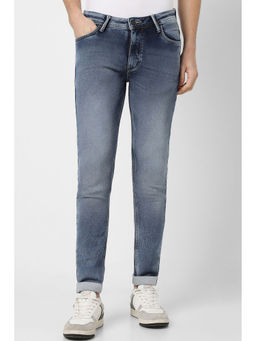 Peter England - Men Blue Mid Wash Slim Fit Jeans