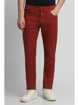Peter England - Men Orange Solid Slim Tapered Jeans