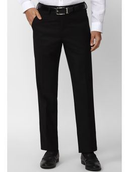Van Heusen - Men Black Solid Slim Fit Trousers